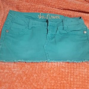 Green Jean skirt